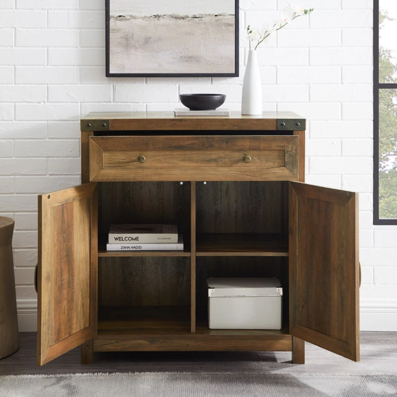 Walker Edison 30" Farmhouse Barn Door Accent Cabinet, Reclaimed Barnwood - Image 7