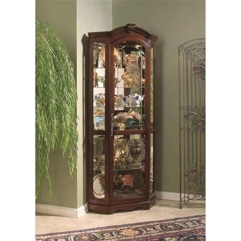 Beaumont Lane Corner Curio Cabinet In Medallion Cherry 2 Beaumont Lane Corner Curio Cabinet In Medallion Cherry - Image 2