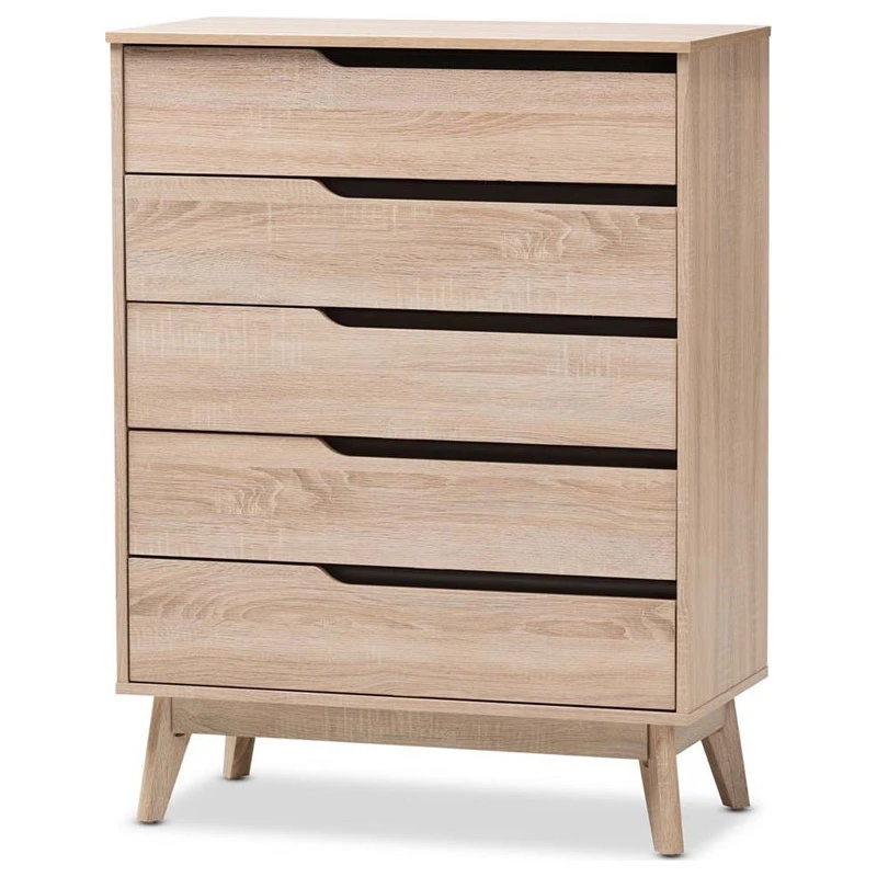 Baxton Studio Fella 5 Drawer Wood Chest In Light Brown And Gray 1 Baxton Studio Fella 5 Drawer Wood Chest In Light Brown And Gray