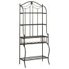 Decor Love Classic Baker Rack, Black Metal Frame With Golden Accents And 6 Bottles Rack