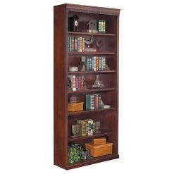 Martin Furniture Huntington Club 7 Shelf Wood Bookcase In Vibrant Cherry