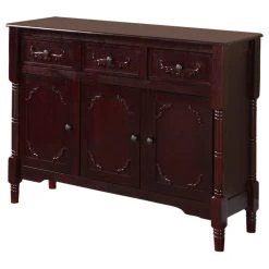 Pilaster Designs Wood Console Sideboard Table With Drawers And Storage, Cherry
