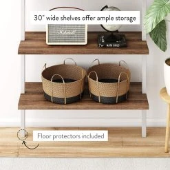 Decor Love Modern Industrial Wall Bookcase, Metal Frame & 6 Shelves, Rustic Oak/White -NovaSolo Shop c6212d2000007208 9030 w800 h800 b0 p0