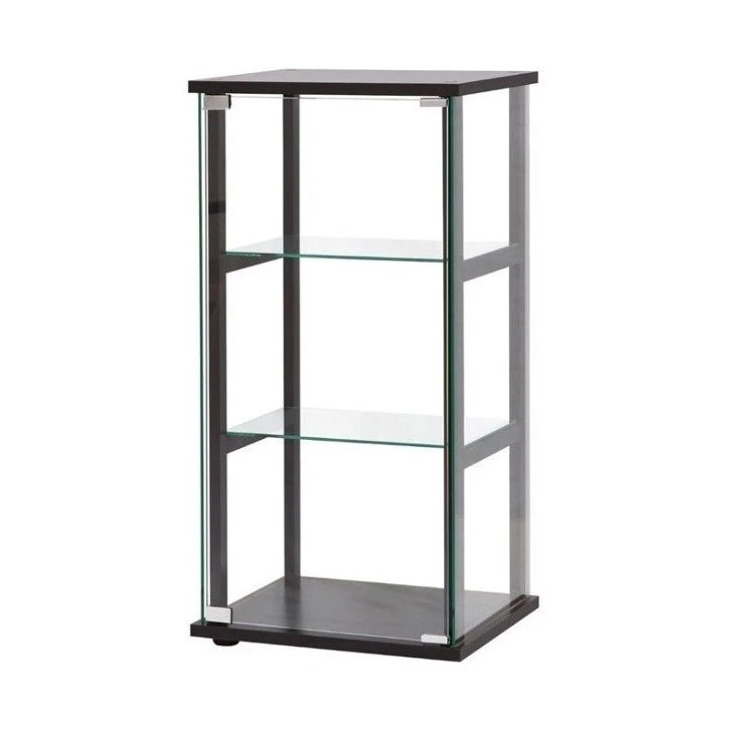 Home Square (Set Of 2) Contemporary Glass Curio Cabinet In Black - Image 2