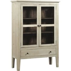 Progressive Furniture Isabella Display Cabinet - Washed Linen, Pine