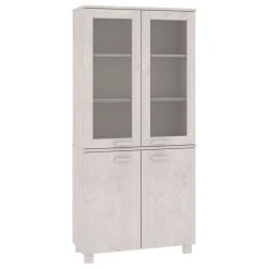 Vida XL International B.V. VidaXL Solid Wood Pine Highboard White Wooden Console Side Cabinet Furniture