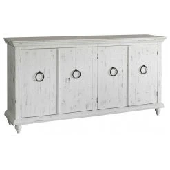Crafters And Weavers Macao Rustic Modern Solid Wood 4-Door Sideboard, White