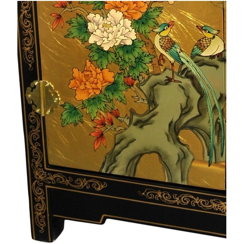 Oriental Furniture Gold Leaf Lacquer Cabinet 3 Oriental Furniture Gold Leaf Lacquer Cabinet - Image 3