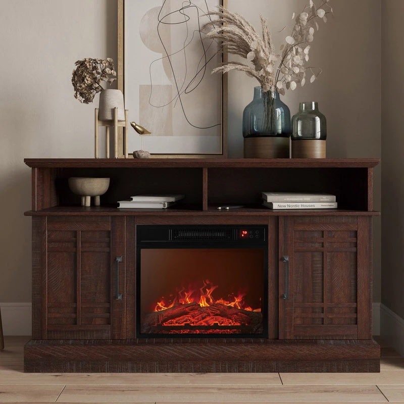 Belleze 47" TV Stand Console With 18" Fireplace, Espresso - Image 2