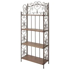 Zimlay Eclectic 4-Tiered Iron And Wood Scrolled Bakers Rack 69872