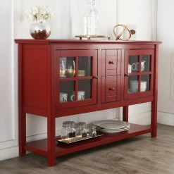 Walker Edison 52" Wood Console Table TV Stand, Antique Red -NovaSolo Shop cda1933c08ff9b56 8338 w800 h800 b0 p0