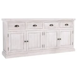 Kosas Home Quincy 4-Drawer 4-Door Solid Pine Wood Sideboard In Nordic Ivory