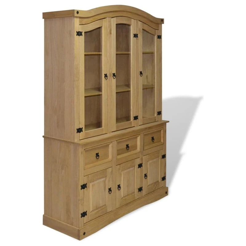 Vida XL International B.V. VidaXL Buffet & Hutch Mexican Pine Corona Range Display Cabinet Unit Bookcase
