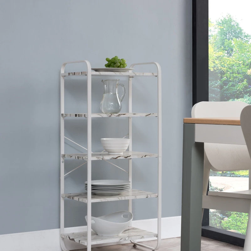 Pilaster Designs Liese White Transitional Freestanding 5 Tier Storage Organizer Unit 2 Pilaster Designs Liese White Transitional Freestanding 5 Tier Storage Organizer Unit - Image 2