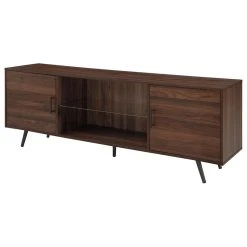 Walker Edison 70" Mid Century Modern TV Stand, Dark Walnut