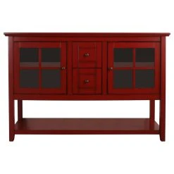 Walker Edison 52" Wood Console Table TV Stand, Antique Red