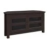 Walker Edison 44" Corner Wood TV Console In Espresso With Glass Doors