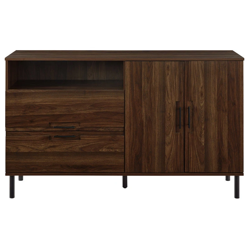 Walker Edison 56" Modern Detailed Door Frame Sideboard, Dark Wlanut - Image 2