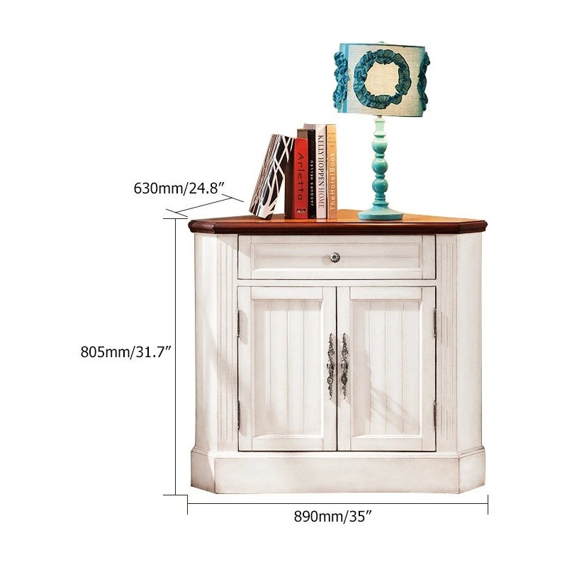 HOMARY Farmhouse Corner Accent Cabinet Distressed Triangle Cabinet With Doors White 5 HOMARY Farmhouse Corner Accent Cabinet Distressed Triangle Cabinet With Doors White - Image 5