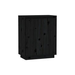 Vida XL International B.V. VidaXL Solid Wood Pine Sideboard Black Storage Cupboard Side Door Cabinet