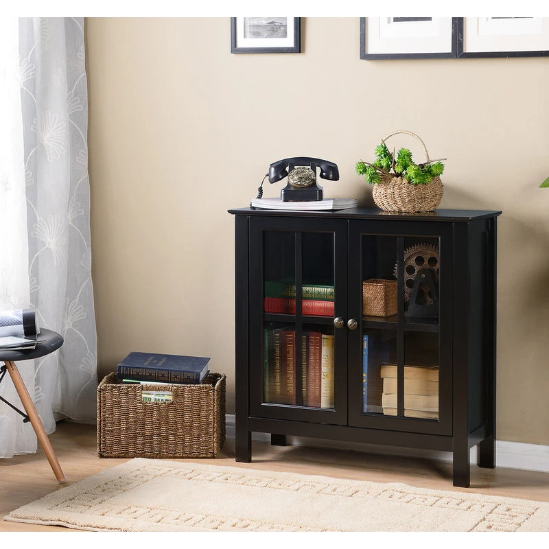 American Furniture Classics Os Home And Office Black Glass Door Accent And Display Cabinet - Image 3