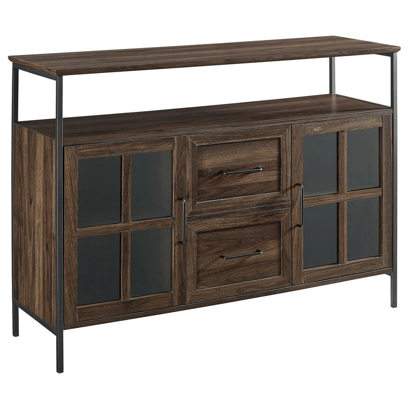 Walker Edison 48" Industrial 3-Door Buffet, Dark Walnut 1 Walker Edison 48" Industrial 3-Door Buffet, Dark Walnut
