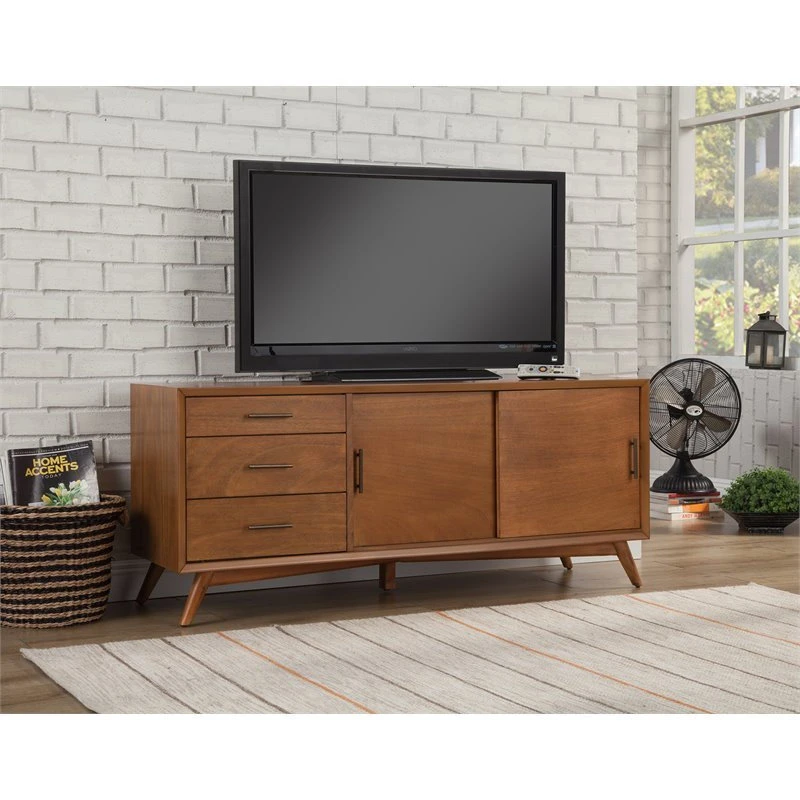 Alpine Furniture, Inc Alpine Furniture Flynn Large Wood TV Console In Acorn Brown - Image 2