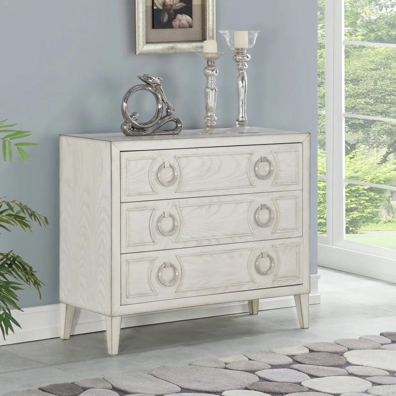 Coast To Coast Imports, LLC Coast To Coast Three Drawer Chest With Reeds White Finish 30511 - Image 4