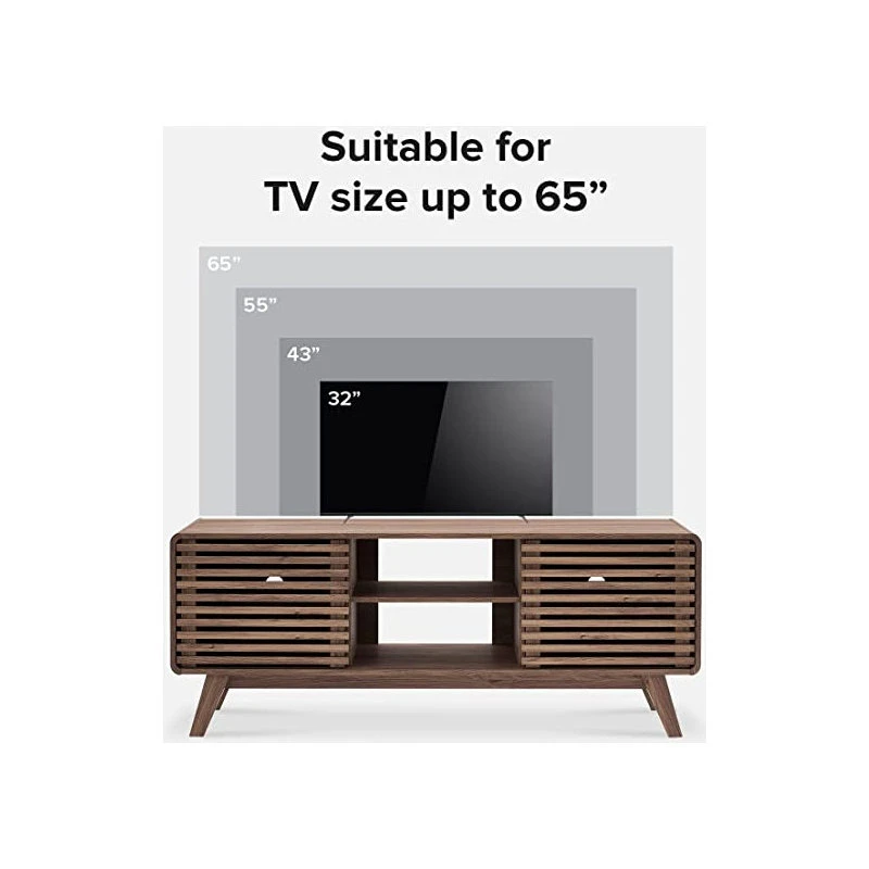 MopioInc Mopio Ensley Mid-Century Modern TV Stand, 59" Tall TV Stand 2 MopioInc Mopio Ensley Mid-Century Modern TV Stand, 59" Tall TV Stand - Image 2