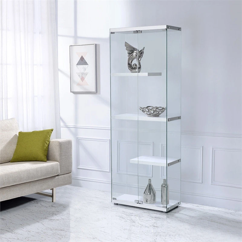 Bowery Hill 68"H Contemporary 3-Shelf Glass Display Cabinet In Clear - Image 4