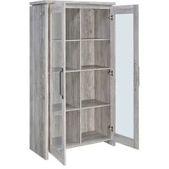 Bowery Hill Traditional 2 Door Wood Curio Cabinet In Grey -NovaSolo Shop e5d1883103bfbfec 2284 w800 h800 b1 p0