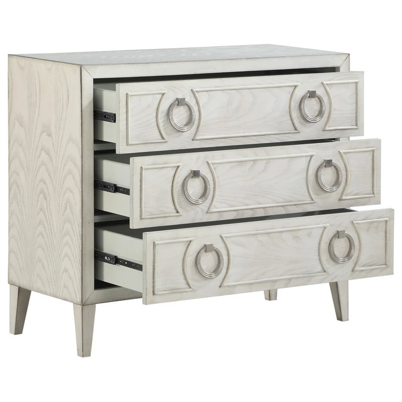 Coast To Coast Imports, LLC Coast To Coast Three Drawer Chest With Reeds White Finish 30511 - Image 3