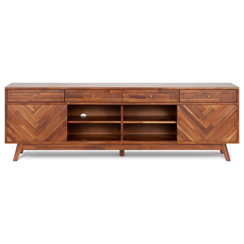 LIEVO Herringbone High TV Stand, Walnut 2 LIEVO Herringbone High TV Stand, Walnut - Image 2