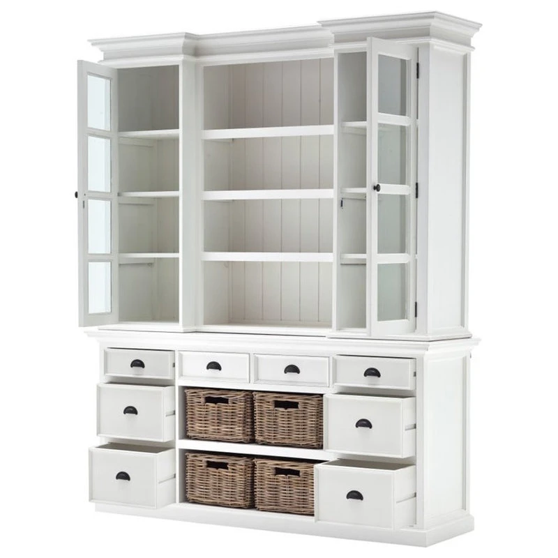 NovaSolo Furniture NovaSolo Provence Storage Cabinet With Hutch In Pure White - Image 3