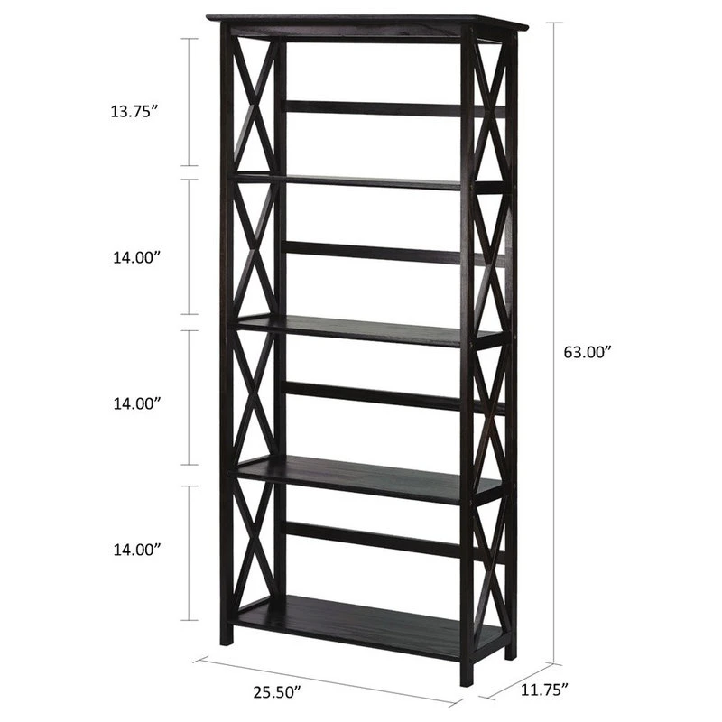 Casual Home Montego 5-Shelf Bookcase, Espresso - Image 5