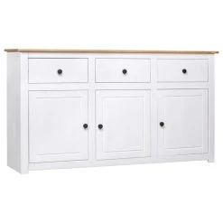 Vida XL International B.V. VidaXL Solid Wood Pine Sideboard White Panama Range Storage Cabinet Furniture