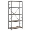 Walker Edison 60" Rustic Metal And Wood Media Bookshelf, Driftwood