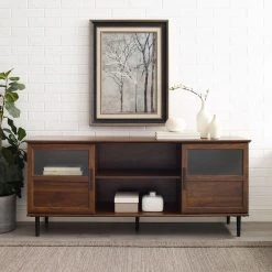 Walker Edison 58" Glass & Wood Split Panel Door TV Console, Dark Walnut 7 Walker Edison 58" Glass & Wood Split Panel Door TV Console, Dark Walnut -NovaSolo Shop e9b14d360d78fed5 0881 w800 h800 b0 p0