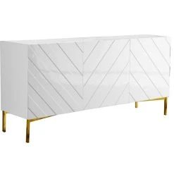 Meridian Furniture Collette Sideboard/Buffet, White, Gold Base
