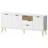 Pemberly Row Mid-Century Engineered Wood 77" Sideboard In White And Oak