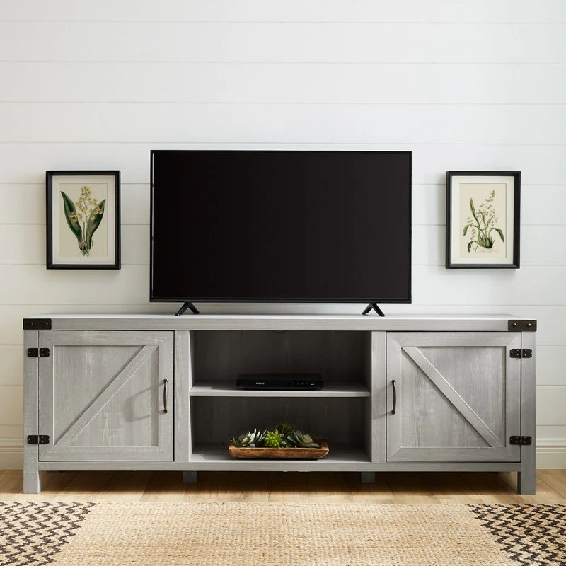Walker Edison 70" Modern Engineered Wood TV Stand In Stone Gray 4 Walker Edison 70" Modern Engineered Wood TV Stand In Stone Gray - Image 4