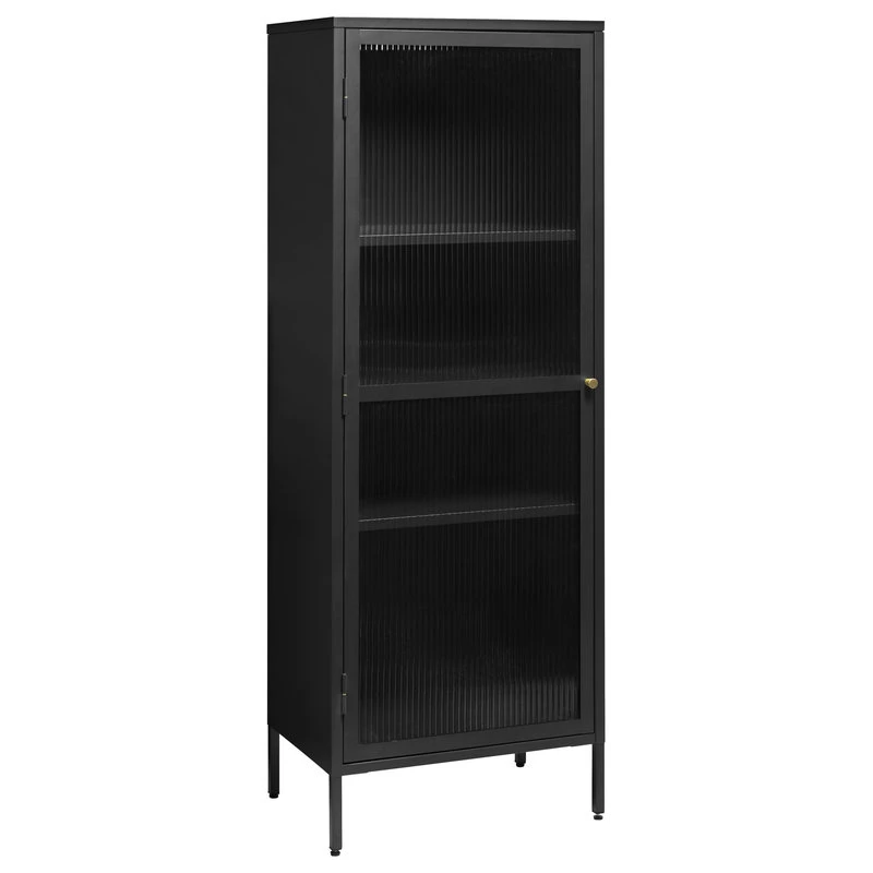 Unique Furniture 1-Door Glass & Metal Display Cabinet In Black 2 Unique Furniture 1-Door Glass & Metal Display Cabinet In Black - Image 2