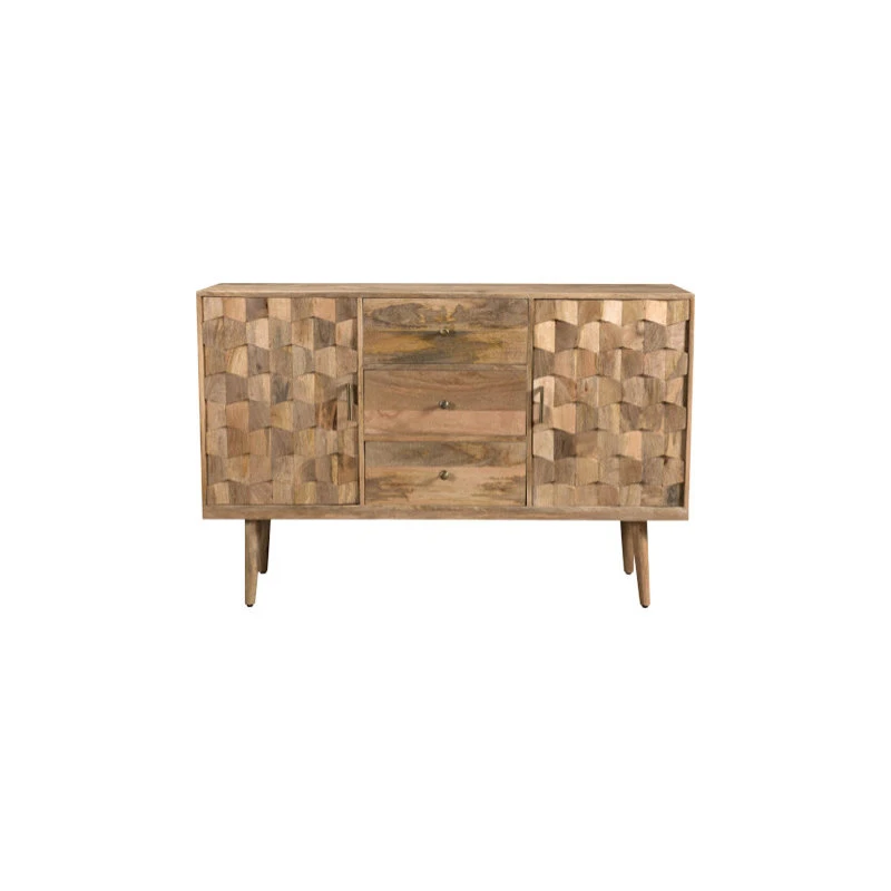 GDFStudio Zona Mid-Century Modern Handcrafted Sideboard, Mango Wood, 3 Drawer/2 Doors 1 GDFStudio Zona Mid-Century Modern Handcrafted Sideboard, Mango Wood, 3 Drawer/2 Doors