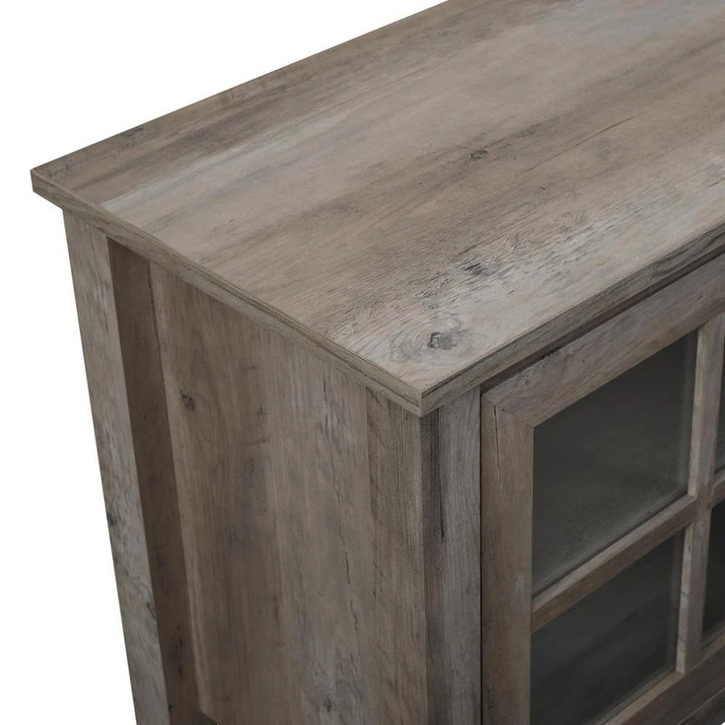 Walker Edison 70" Farmhouse Wood Fireplace TV Stand With Glass Doors - Grey Wash 5 Walker Edison 70" Farmhouse Wood Fireplace TV Stand With Glass Doors - Grey Wash - Image 5
