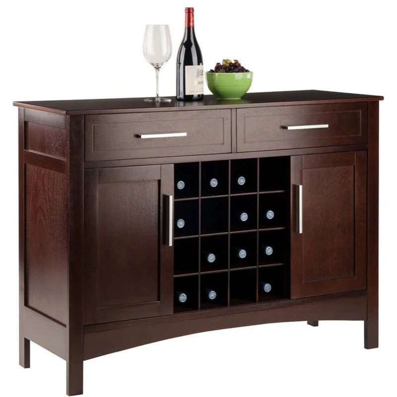 Winsome Gordon Transitional Solid Wood Wine Rack Buffet In Cappuccino 2 Winsome Gordon Transitional Solid Wood Wine Rack Buffet In Cappuccino - Image 2
