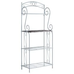 Pilaster Designs Destin 4 Tier Freestanding Kitchen Bakers Rack With White Metal Frame