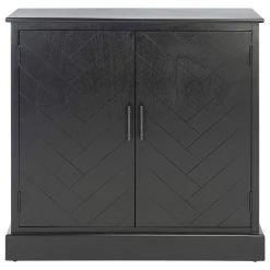 Decor Love Classic Sideboard, 2 Doors Cabinet With Herringbone Pattern, Black