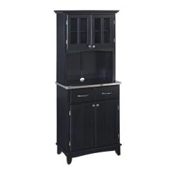 Bowery Hill Buffet With 2 Door Panel Hutch In Black