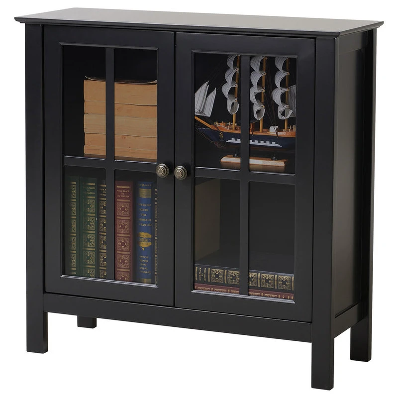American Furniture Classics Os Home And Office Black Glass Door Accent And Display Cabinet - Image 2