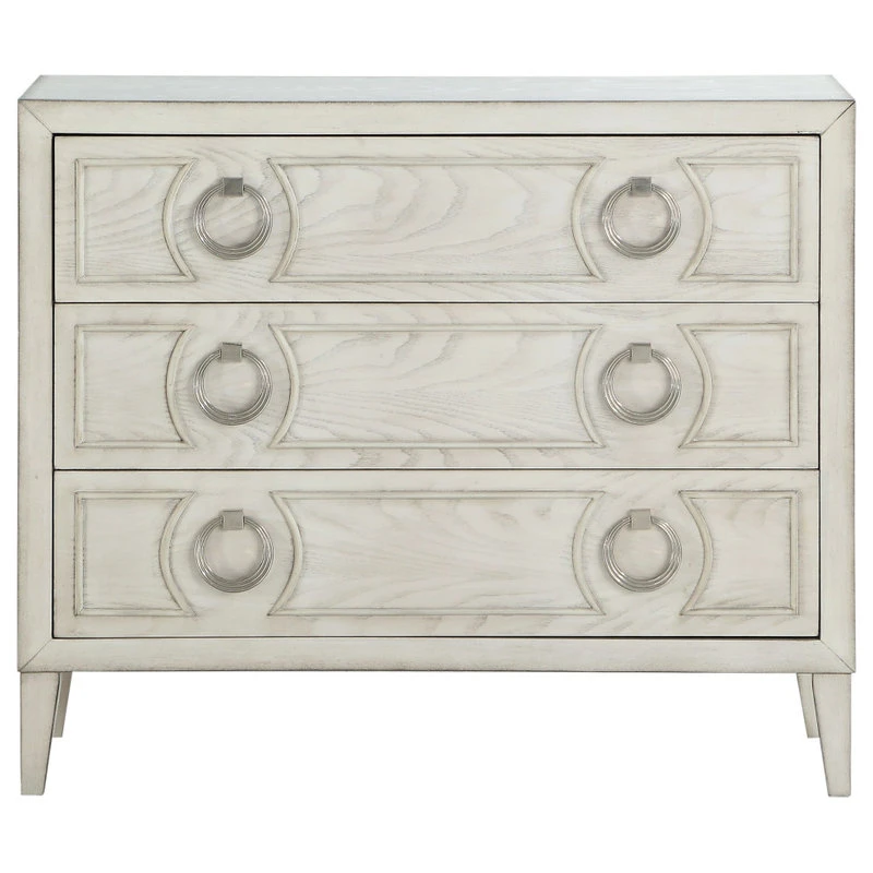 Coast To Coast Imports, LLC Coast To Coast Three Drawer Chest With Reeds White Finish 30511 - Image 2
